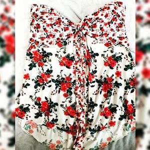 Strapless plus size floral top